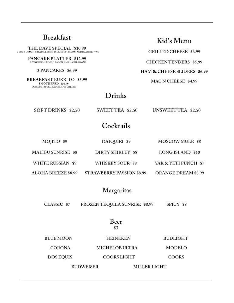 Yak & Yeti Bar & Lounge - La Junta Menu image 3